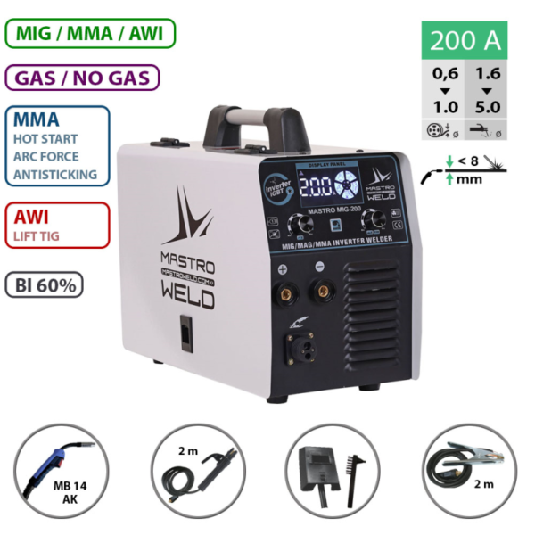 Főoldal 14 MASTRO MIG-200 multifunkciós hegesztő inverter